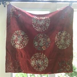 Chinese embroidered silk hanging wall square, 39" x 39"
Condition
Stained with tears on edge
Starting Bid
$20.00
Buyer's Premium

    22%