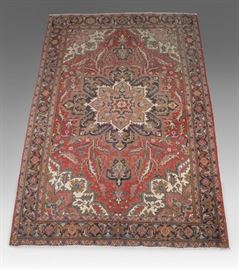Persian Heriz Carpe with dark burnt red coloring, size 74" L x 36" W
Condition
Good condition (a few spots of moth damage)
Starting Bid
$300.00
Buyer's Premium

    22%