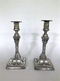 Pair of Antique 19th Century Silver Candle Sticks with Bobeches, neo-classical in design with ram heads, Greek key, not marked but believed to be French silver, 12"H x 5" square base
Condition
Excellent
Starting Bid
$200.00