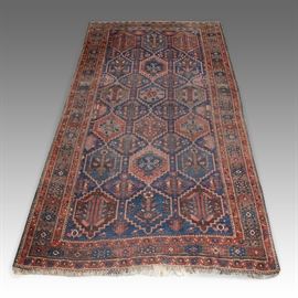 Blue Cobalt and Red Persian Bakhtiari Geometric Rug, 9'6" L x 5'4" W.
Condition
Good Condition needs cleaning
Starting Bid
$200.00