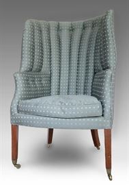 19th C. HepplewhiteÂ Wing Chair with a channeled barrel back, a very handsome chair with wonderful lines raised on tapered legs. 44.5"H x 28.5"W x 30"D
Condition
very good
Starting Bid
$170.00