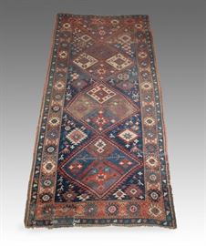 Semi Antique Bakhtiari rug, size 8' L x 4' 1"
Condition
Good overall, wear consistent with age, piece missing and replaced with similar design.
Starting Bid
$150.00