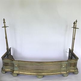 Victorian brass fireplace fender raised on feet with tool attachments, some tools missing, serpentine shape, 37"L x 8"H
Condition
Good wear consistent with age
Starting Bid
$150.00
Buyer's Premium

    22%