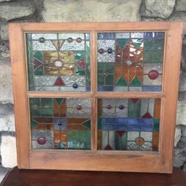 Vintage Stained Glass Window 4 panes