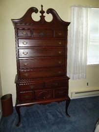 queen anne chest on chest, bonnet top highboy - your choice!