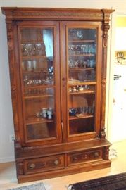 Antique Victorian bookcase, needing some repair.