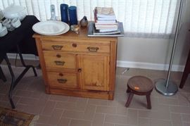 Antique wash stand & milk stool.