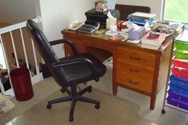Desk, chair & misc.