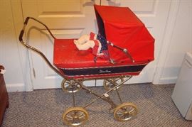 Mid century baby carriage.