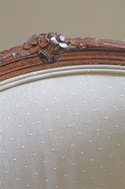 Detail of wood & fabric for French chair                                         Fabric is more Beige than shown in photo