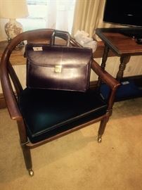 MCM rolling black leather chair