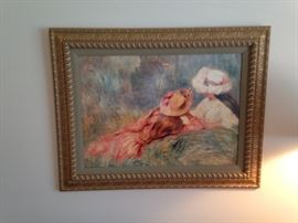 Old-fashioned girls oil painting