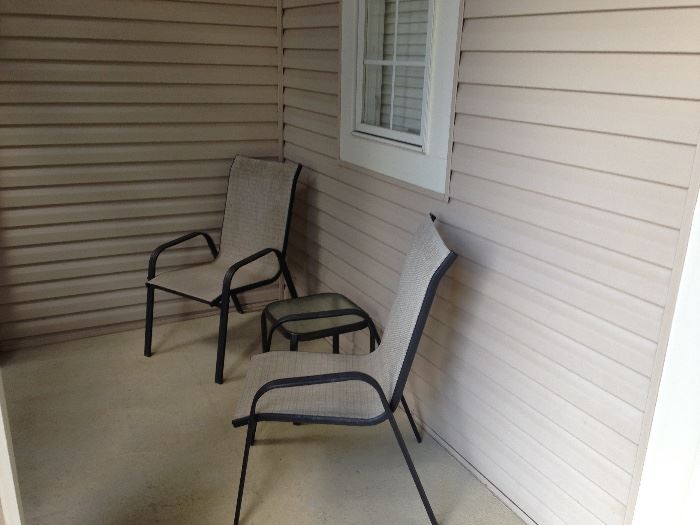 Porch chairs and matching end table