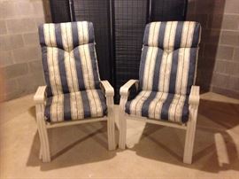 2 of 6 patio chairs with removable cushions