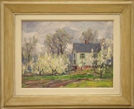 Frank Swift Chase (American, 1886-1958).  Oil on board, likely a house in Woodstock, New York.