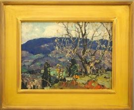 Frank Swift Chase (American, 1886-1958).  Oil painting, likely depicting the Catskills of Woodstock, New York.