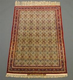 Extremely fine part silk Isfahan Persian rug by S. Seirafian, 5.2 x 7.5', mid 20th century.