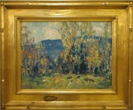 Frank Swift Chase (American, 1886-1958).  Oil painting, likely the Catskills of Woodstock, New York, in a Newcomb-Macklin frame.