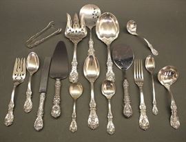 Reed & Barton sterling silver flatware service, "Francis I" pattern, circa 1930, 55 pieces.
