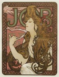 Alphonse Mucha, "Job" Cigarette Advertising poster 15" x 20"