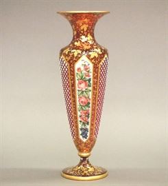 Moser enameled vase