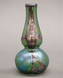 Loetz Medici and sterling vase