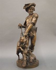 Henri Ple, French, 19th century, Cavalier and Dog