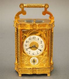 French 8-day carriage clock with alarm and repeat