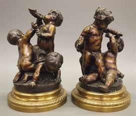 Pr Bronze Putti figures