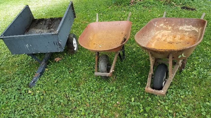 Trailer & three wheelbarrows - one not shown