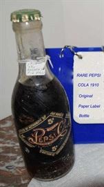RARE Original Pepsi Cola 1910 Paper Label Bottle
