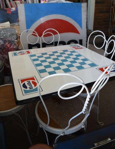 Original Porcelain Pedestal Pepsi Table & Chairs, This is the only one that is not a cardboard table it is a Pedestal Table 
