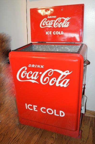 Coca cola Junior with Embossed Lid Cooler Honesty Machine Red with White letters