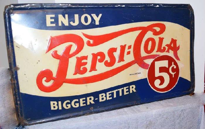 Enjoy bigger better 1930s Pepsi sign