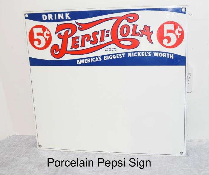 5 Cent Porcelain Pepsi Cola Sign