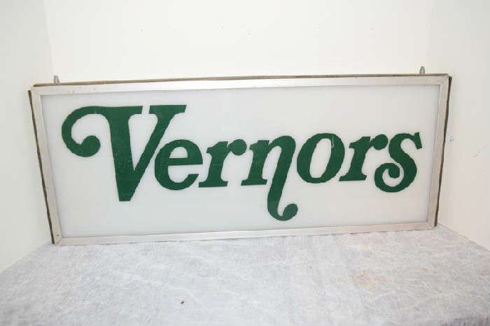 Vernors Sign White with Green letters
