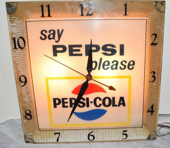 Say Pepsi Please Lighted Clock