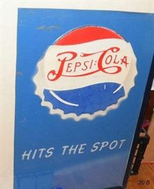 Pepsi Cola Double Dot Hits the Spot Sign or side of Machine