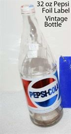 Pepsi Cola Foil Label Bottle 1960s-1970s