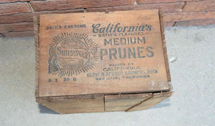 Sunsweet Medium Prunes Calif Wood Shipping Crate