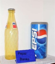 Pepsi Tall swirl and can banks