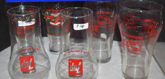  7 UP Coke Christmas Go with Clock Glasses
