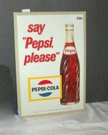 Say Pepsi Please Sign with Bottle  Logo