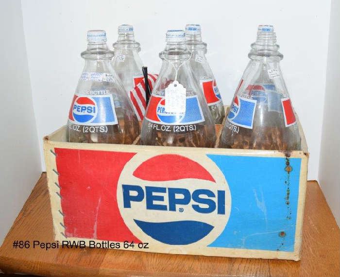 Pepsi Cola 64 Oz Bottles in Cardboad Original Case p 84 Stoddard bk w some caps