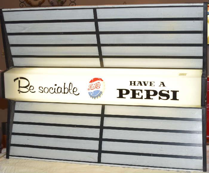 Pepsi Lighted Menu Board "Be Socialble" Have a Pepsi Please