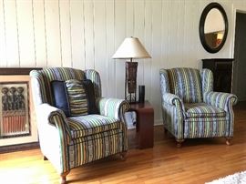 Pair Designer Wing Chairs