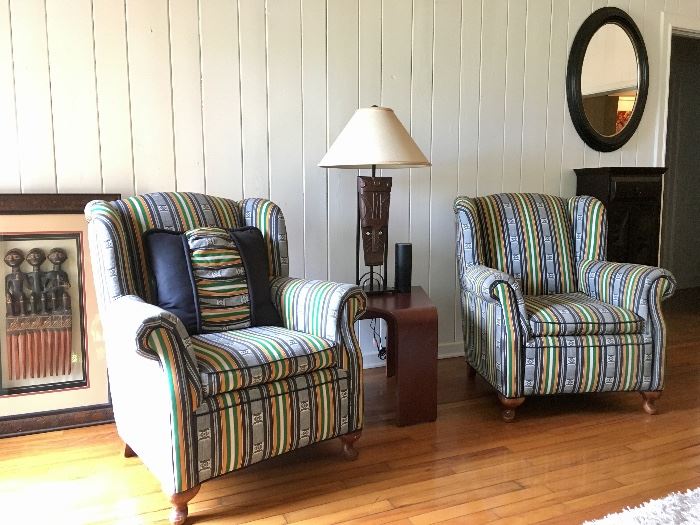 Pair Designer Wing Chairs