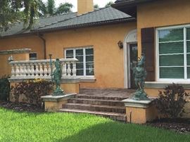 Pair Cast Bronze Blackamoor Nubian Torcheres, 55 in. tall