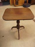 VINTAGE TILT TOP TABLE - MID TO LATE 1800'S / EARLY LATCH & REPAIRS / PROBABLY CHERRY / REFINISHED TOP
