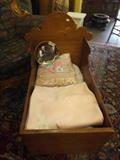 19TH CENTURY SWEDISH BABY CRADLE WITH SEAGULL INLAY/MATTRESS-COLLECTOR PLATE - MIRRORS THE CRADLE